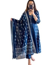 Women's Cotton Anarkali Printed Kurta with Palazzo  Dupatta Set