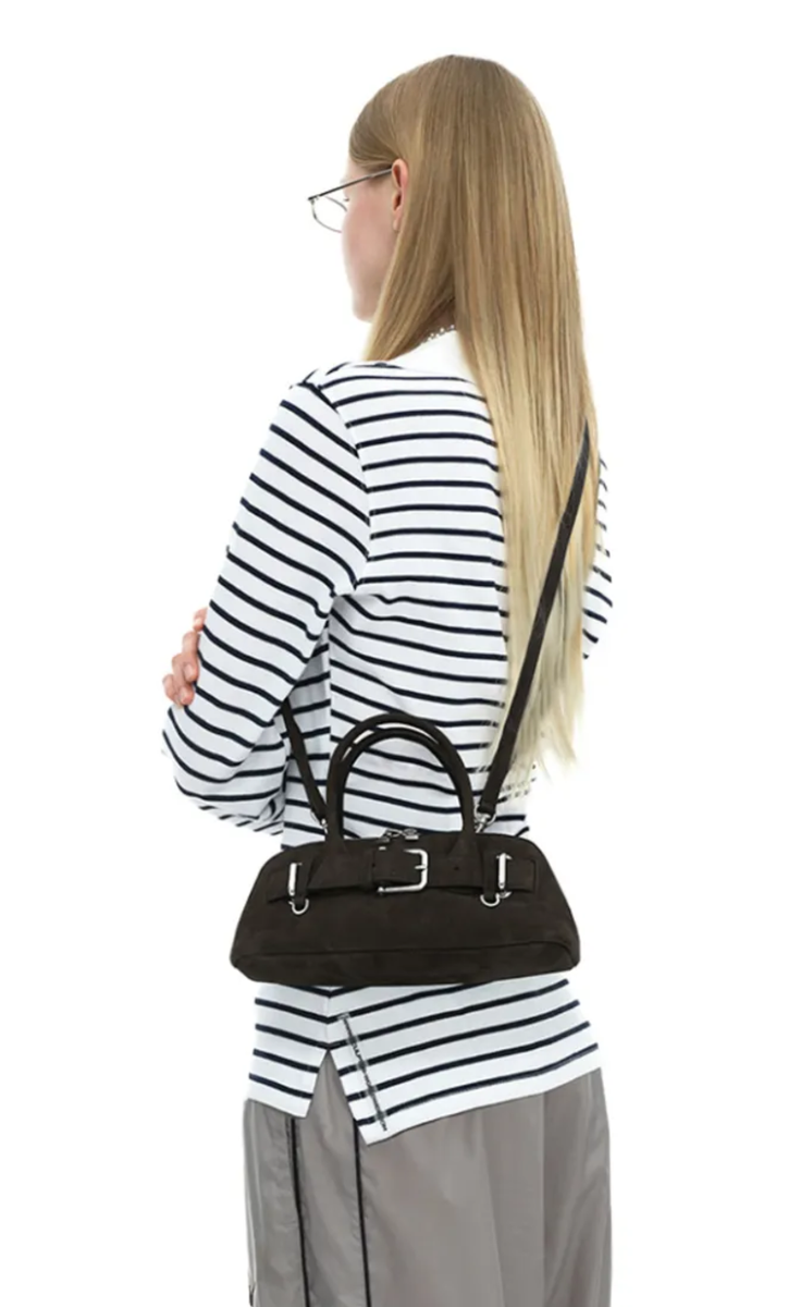 OSOI Zip Brocle Mini Bag Suede Mocha | 100% Cow Leather | Made in