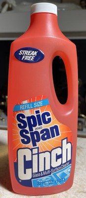 Vintage CINCH Spic and Span Cleaner Glass Multi Surface 1991 95 % FULL 32oz Prop