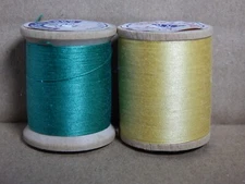 COATS & CLARK'S, Lot of 2 Vintage MERCERIZED COTTON Thread, Wooden Spool,  Used