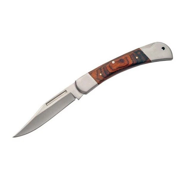 FOLDING POCKET KNIFE | 4" Closed Stainless Steel Blade Wood Handle Lockback  EDC | eBay