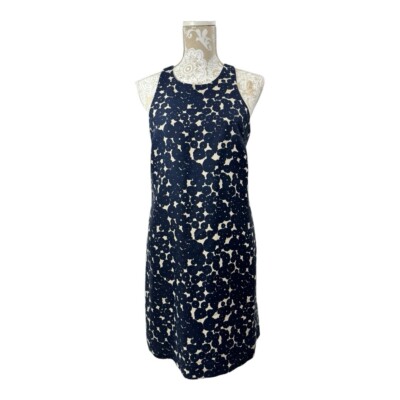 club monaco blue floral dress Club Monaco Navy Blue and Pink Floral Print Silk Midi Dress