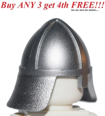 ☀️NEW Lego Boy/Girl Minifig Hat Metallic Silver Castle Knight Nose Gaurd Helmet - Image 1 of 4