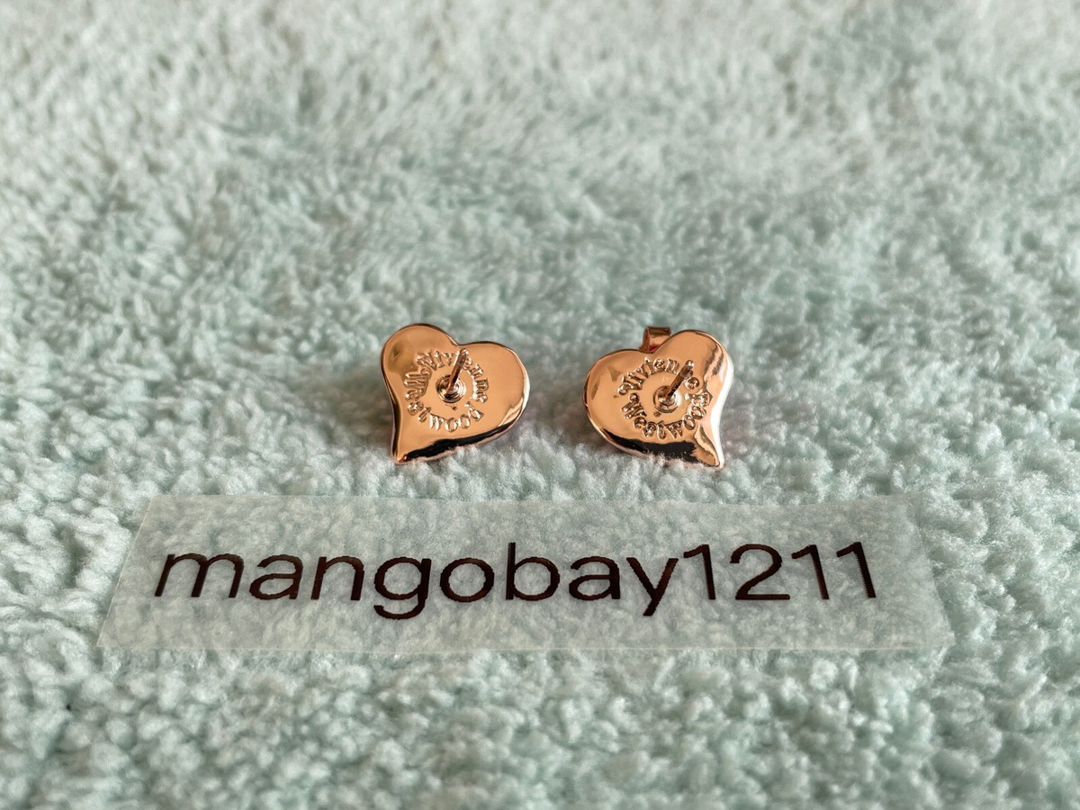 Vivienne Westwood Pink Heart Saturn Rose Gold Stud Earrings