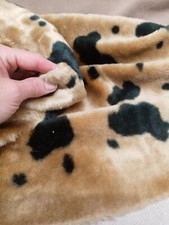 Plush Faux Fur Bear Fabric - 3/8" TAN BLACK - 47" x 68"