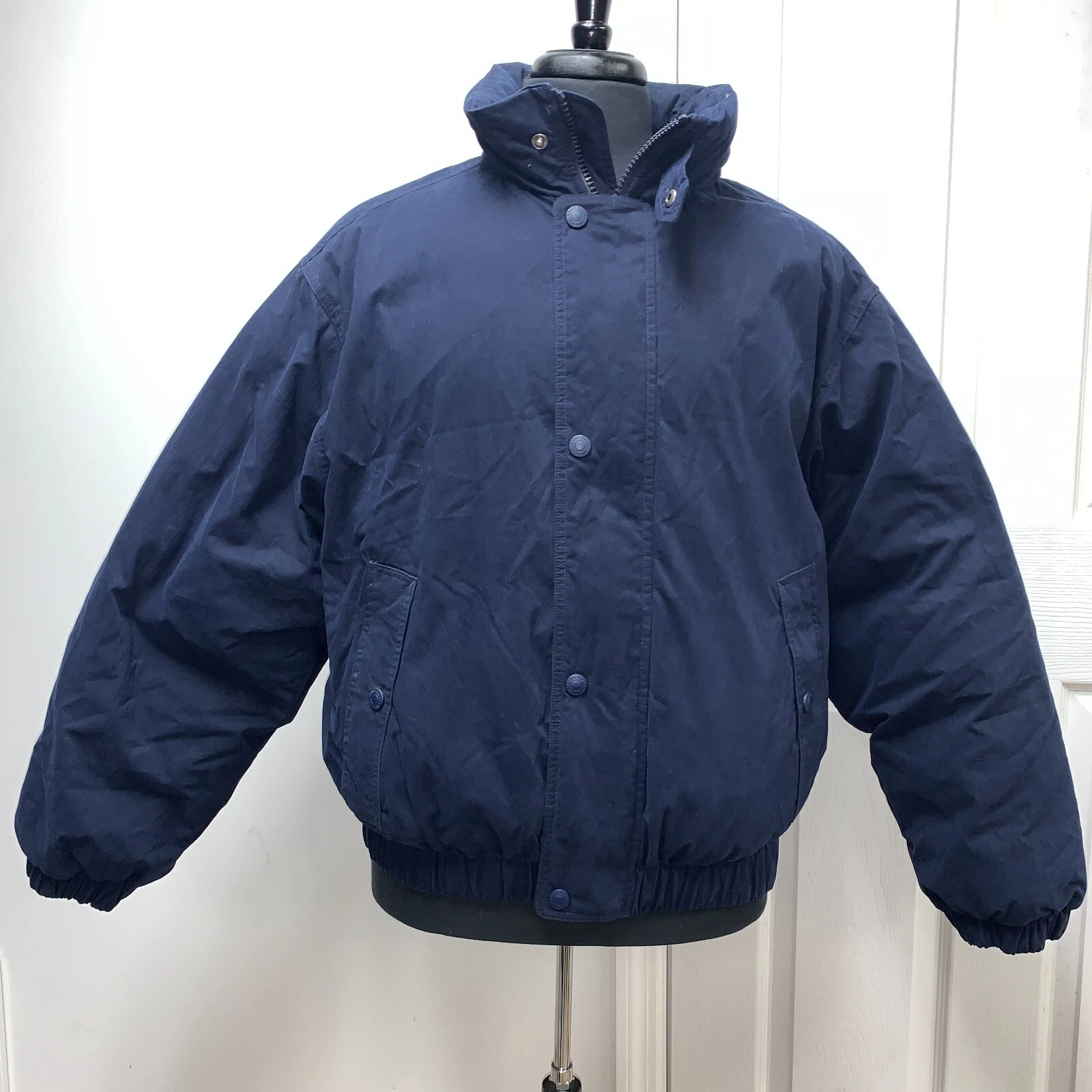 VTG Eddie Bauer GOOSE DOWN Mens Large Puffer Jacket Navy Blue Winter