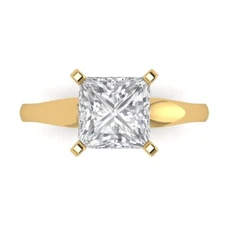 2.5 tcw Princess Cut Engagement Ring 14K Yellow Gold Clear Promise Ring