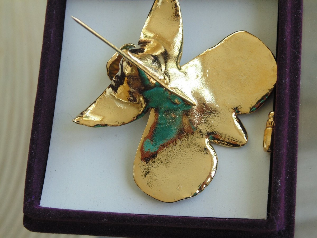 La Belle Collection 24k Gold Plated Genuine Orchid Flower PIN