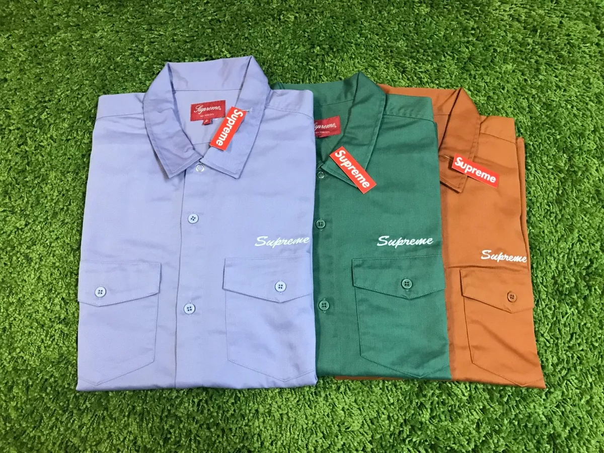 Supreme F/W 2017 Waste Work Shirt (Orange Green Purple) Box Logo