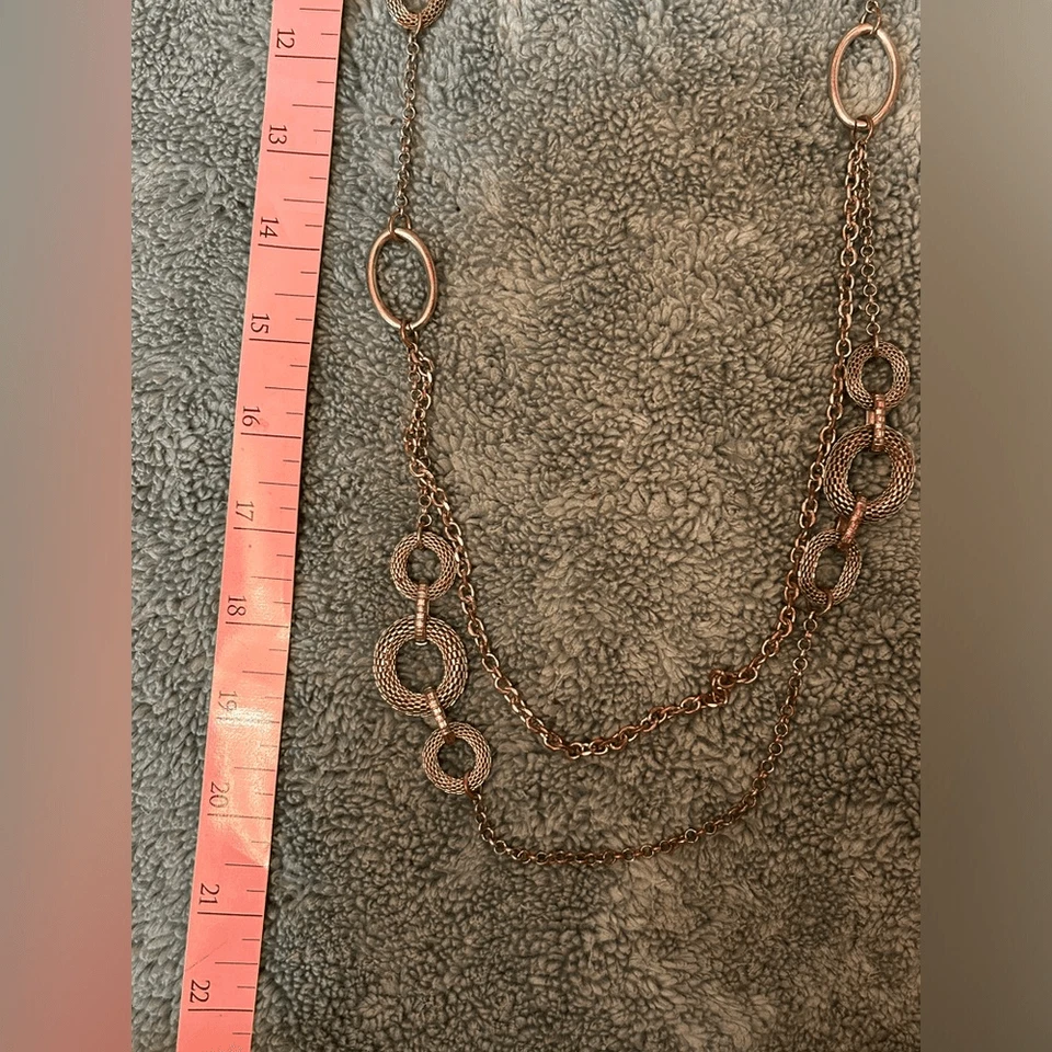 Vintage Designer Signed PREMIER Silver Tone Double Chain LONG Necklace Women’s - Image 4 of 4