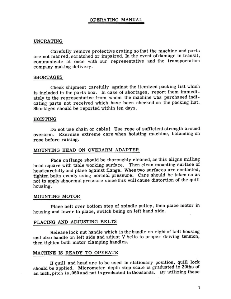 Bridgeport 1hp Round Ram Early Milling Machine Operators & Parts List Manual 151 - Image 3 of 4