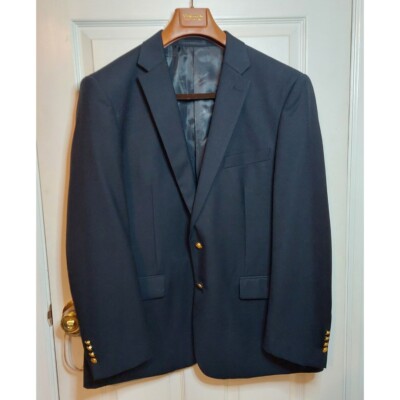 Giorgio Fiorelli Navy Blue Super Fine Sports Coat 2 Button Jacket Size 46 R