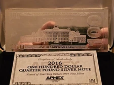 4 oz Silver Bar - 2016 $100 Bill (w/Box & COA)