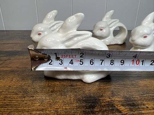 (4) VTG 1990 White Ceramic Rabbit Bunny Easter Spring Napkin Holders - Picture 5 of 5