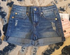 7 for all mankind Kids Little Girl Distressed Rolled Cuff Denim Shorts Size 5