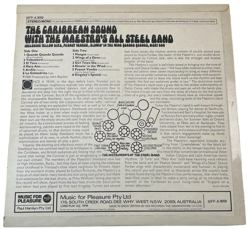 The Maestros All Steel Band The Caribbean Sound Vinyl Record 12” 33RPM MFP-A8059 - Picture 4 of 12