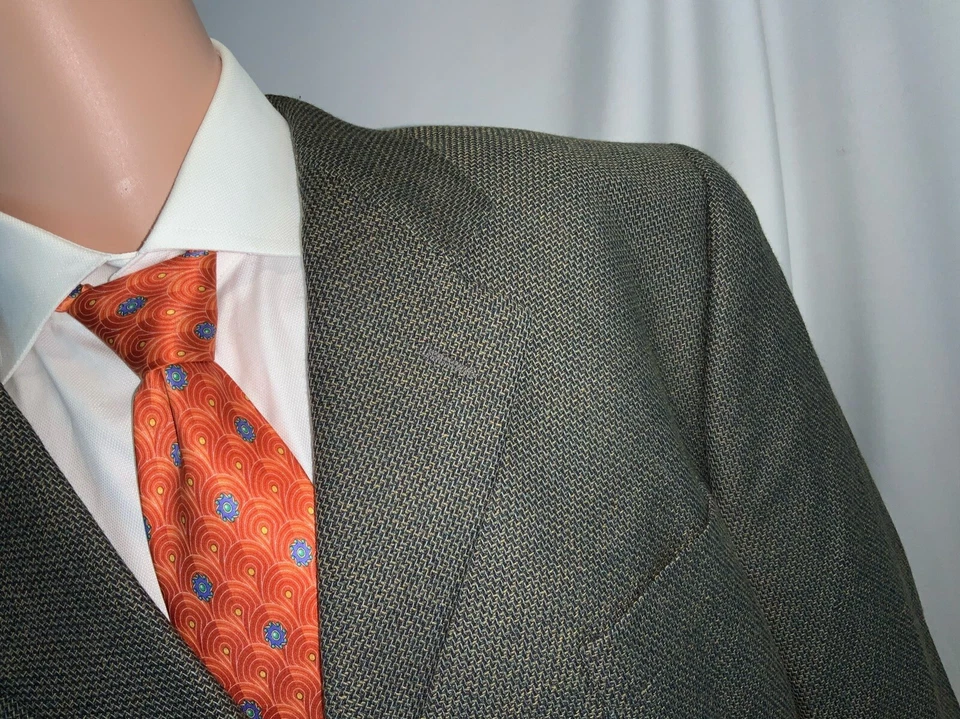 Blazer Abrigo Deportivo Jhane Barnes 42R Marrón Tejido Lana 4B EE. UU. Como Nuevo YGI E1-370 Foto 3 de 4