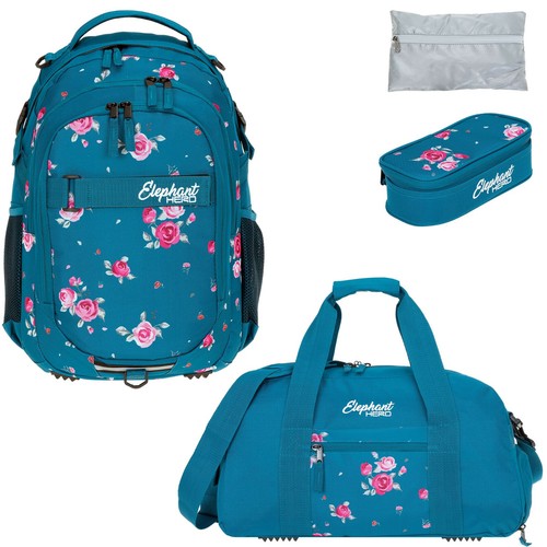 Rucksack Mädchen 4T Set Elephant Signature Tasche Box 12847 Blue Flower rsmr