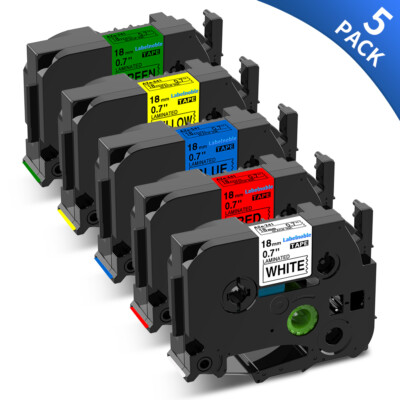5 Pack Compatible Brother P Touch Label Maker Tape, 12mm TZ TZe 231  Multi Color