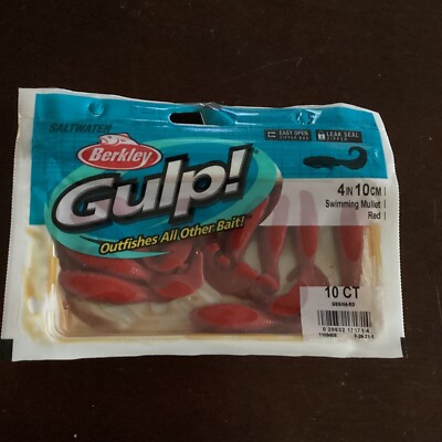 Berkley Gulp Swimming Mullet Soft Fishing Attractant Lure 4'' Red 10/Pk GSSM4-RD