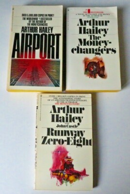 LOT 3 Arthur Hailey Paperback Runway Zero-Eight Airport The Moneychangers Bantam