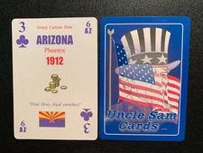 Swap Playing Card   UNCLE SAM   ARIZONA    THREE OF CLUBS  1991