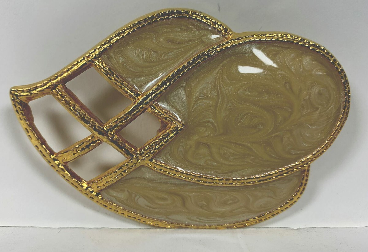 Vintage Day-Lor USA Beige Stretch Enamel and Gold Tone Belt  display picture 2