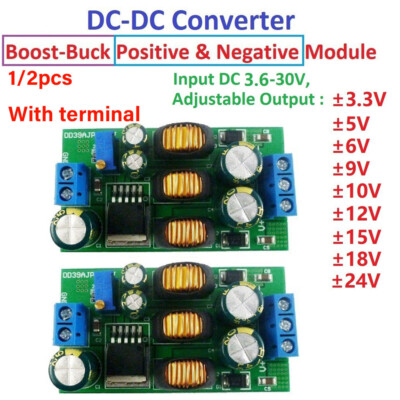 1/2xPositive&Negative Dual DC-DC Boost-Buck Converter +-5V 6V 9V 10V 12V 15V 24V