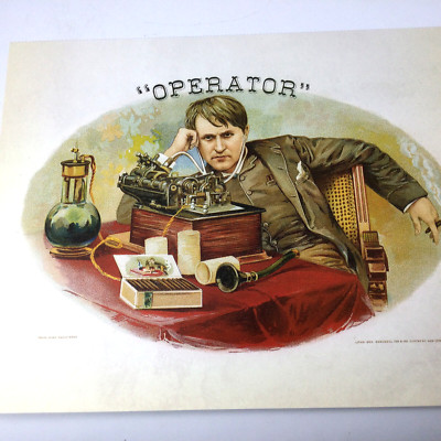 Cigar Box Art Poster Operator Edison Tobacco Label Advertising 14 in x 11 in