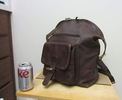 Rare Coach Clamshell Backpack Brown Leather Vintage L6B-0521