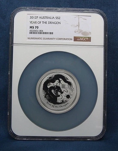 2012-P AUSTRALIA LUNAR  2 OZ. YEAR OF THE DRAGON  NGC MS70 ** RARE ** 