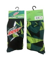 1 Pair MTN DEW Mountain Crew Socks Men's 6-12 Shoe Size Black Green White Red
