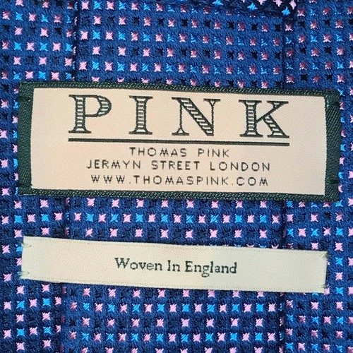 THOMAS PINK WEDDING TIE IN NAVY & PINK, MADE IN MOROCCO ALL SILK WORTH £75+ X1 - Picture 6 of 11