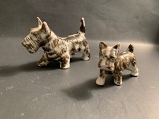 2 Black Scotty porcelain figurines dogs Vintage animal scottish terrier Japan