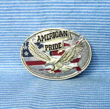 American Pride Belt Buckle Patriot Biker Eagle Flag Country Vintage 90s .GTA378