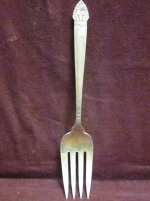 Silverplate 1933 KING CEDRIC COLD MEAT FORK  8 3/8'' no monogram