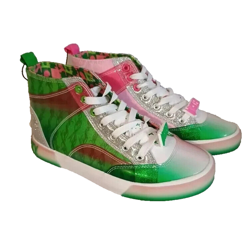 Wicked Women's SIZE 8 High Top Sneakers Color:Green Pink NEW - Picture 2 of 24