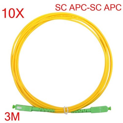 10PCS SC/APC 3M SC/APC 3.0mm Jumper Simplex Mode Fiber Optic Patch Cord Cable