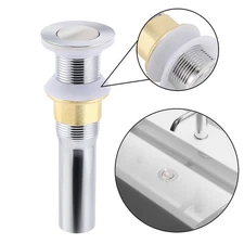 New Bathroom Sink Flip up Drain Brushed Nickel Vessel Basin Stopper No Overflow