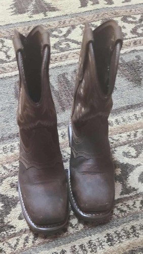 Herren Western Arbeitsstiefel Cowboy 9M Eckig Stahlkappe Wasserabweisend Fast Neu - Bild 2 von 10