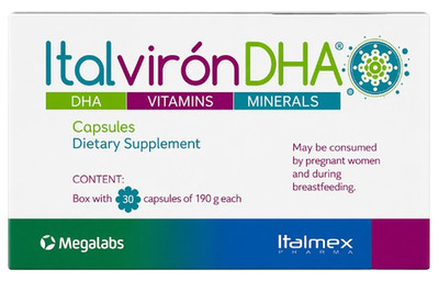Italviron DHA   30 Capsules, Dietary Supplement with Vitamins & Minerals