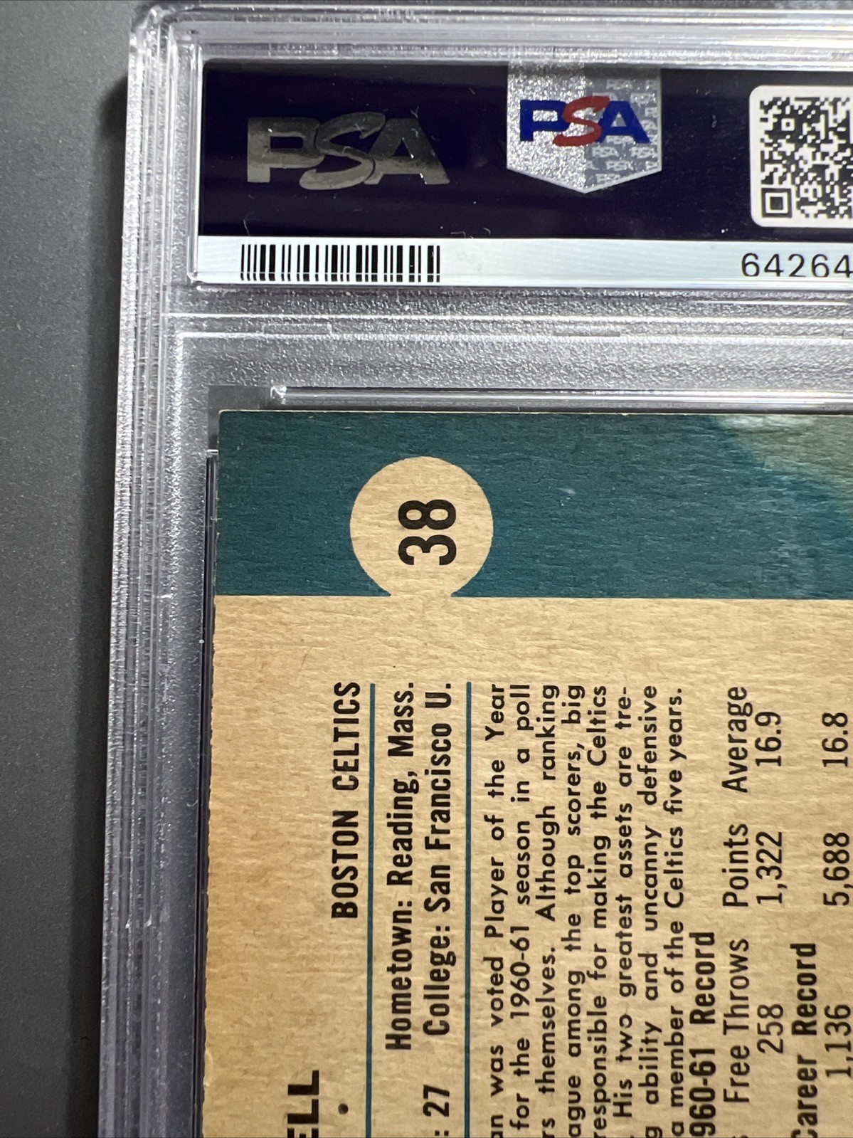 1961 Fleer Basketball #38 Bill Russell PSA Authentic Nice Centering White Border view 10