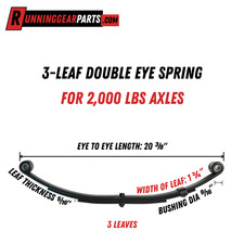 3-leaf Double Eye Spring For 2000 Lb Axles 20-38 Free Length 1-34 Wide 3-leaf Double Eye Spring For 2000 Lb Axles 20-38 Free Length 1-34 Wide