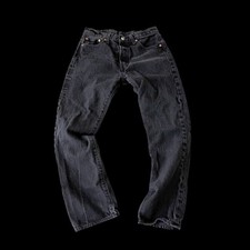 Vintage 2000's Levi's 501 Jeans Sz 30x28 Black Straight Leg Distressed