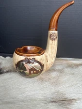 Vintage 1976 Ceramic Pipe Shaped Ashtray Dated and signed Glossy Finish