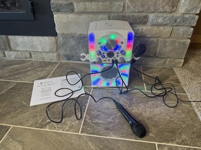 The Singing Machine SML625BTW Karaoke System With Mics White Lights Sing Along