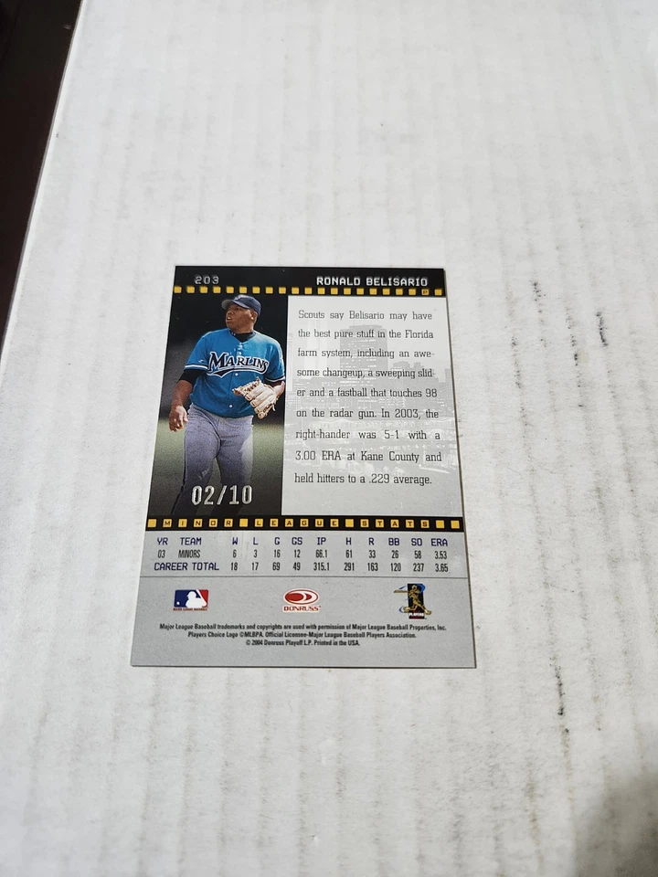 2004 Donruss Studio Studio Proof Ronaldo Belisario Rc # 203 #ed 2/10 - Image 2 of 2