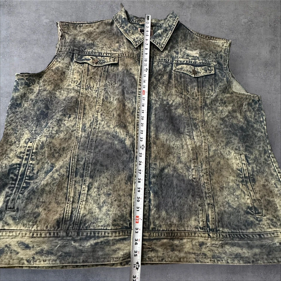 Men’s Makobi Distressed Jean Vest Size 6XLB - Image 4 of 4