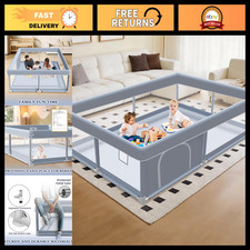 65"x50" Baby Playpen for Toddlers - Indoor/Outdoor Playard, Soft Mesh Fence, Gre