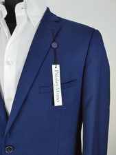 Paisley  Gray Mens 42R Slim Navy Blue Blazer Sport Coat 2 Button Jacket Rayon